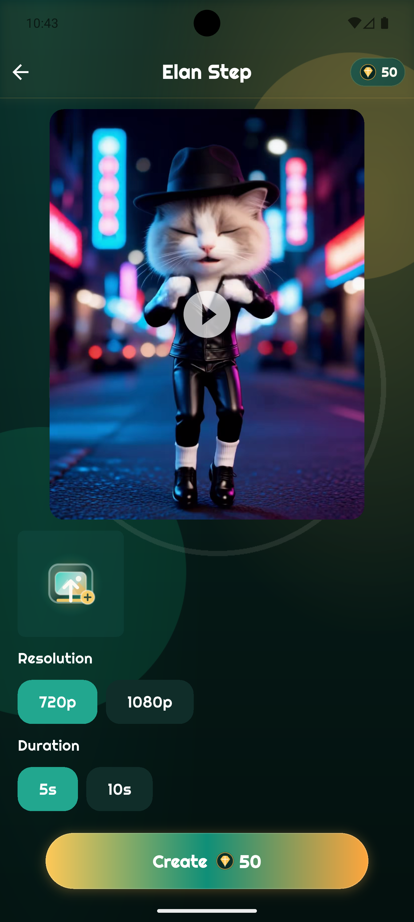 Virelio AI preview screen with generated video controls